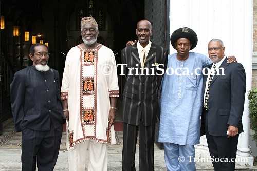 LEFT: Mr. Hollis 'Chalkdust' Liverpool, Mr. Makandal Daaga, Mr. Kelvin 'Mighty Duke' Pope, Mr. Eddie Grant and Mr. Alvin Daniell