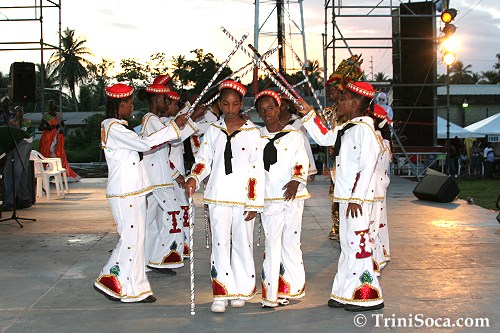 Performing a Fancy Sailor dance on stage