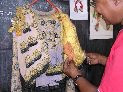 Glendon Morris displays his father's old Matador costume