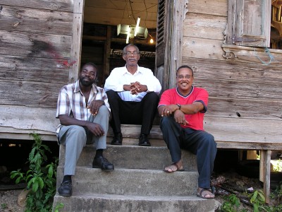 Oba, Douglas and Glendon Morris at Glendon Morris's Mas camp in Belmont